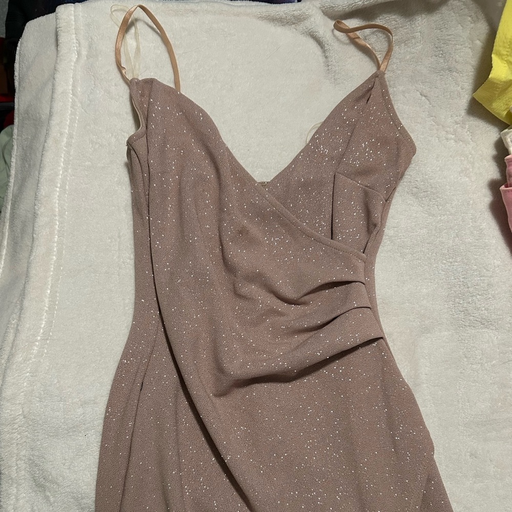 Sparkling Tan Mini Dress